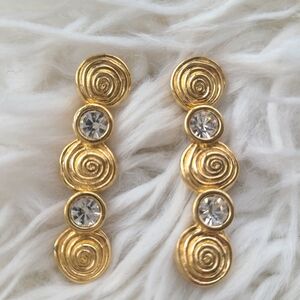 Vintage Swarovski Gold Toned Drop Earrings- Great Condition